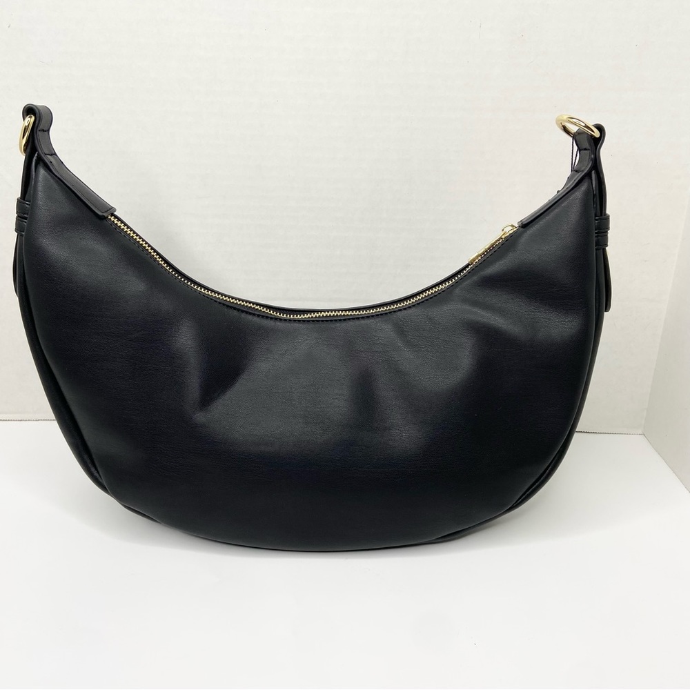 Jules Kae Zola Black Vegan Leather Crossbody Bag Braided Strap Hobo Shoulder NWT - Picture 2 of 12